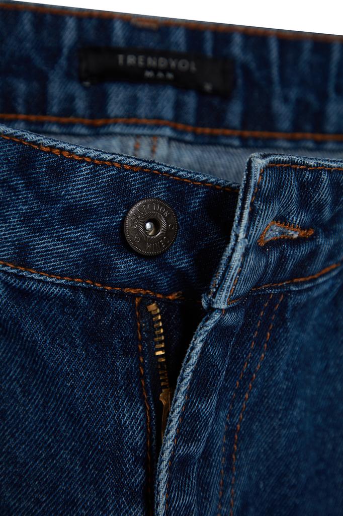 Moda masculina novos jeans azul escuro ajuste reto calças jeans