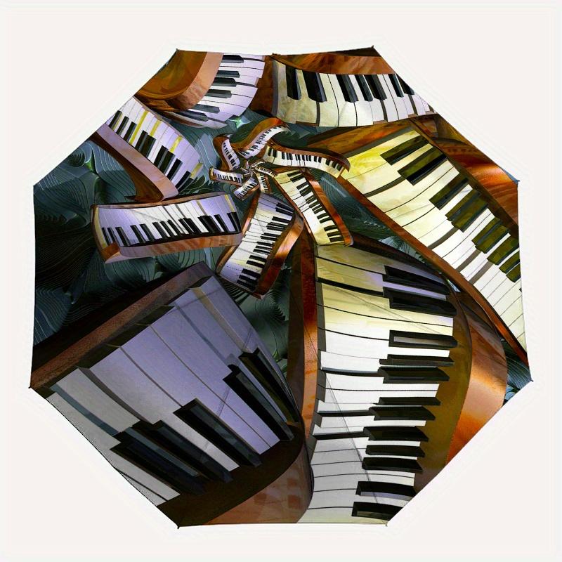 Piano Keys, Abstract Art Theme 8 Bone Hand Automatic Folding Umbrella, Compact and Portable Design, A Perfect Gift for Birthday, Christmas O
