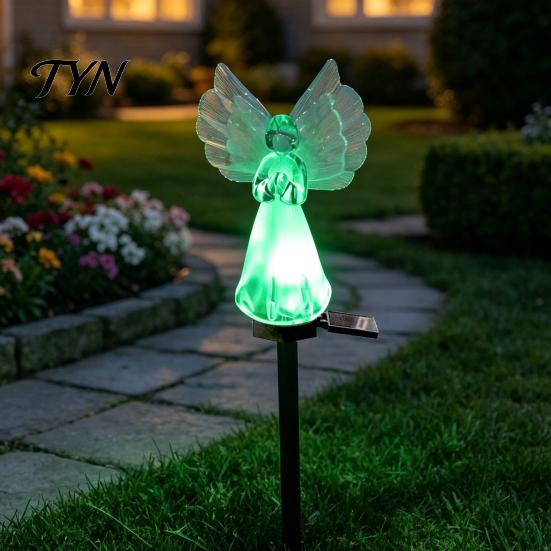 Weatherproof Angel Figurines Solar Garden Light, LED Yard Stake Waterproof Statue for Cemetery Memorial Decorative Lamp Graveyard Patio Lawn