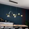 Modern Creative Transparent Glass Ball Black Long LED Chandelier Nordic Indoor Lighting Restaurant Cafe Office Pendant Lamp