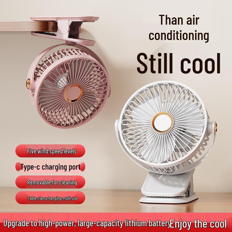 Portable Rechargeable USB Clip-On Fan for Dorms and Desktops