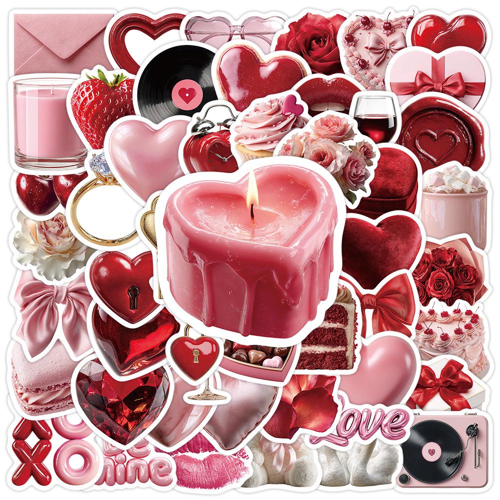 50 Valentine's Day Waterproof Graffiti Stickers for Mobile Phones