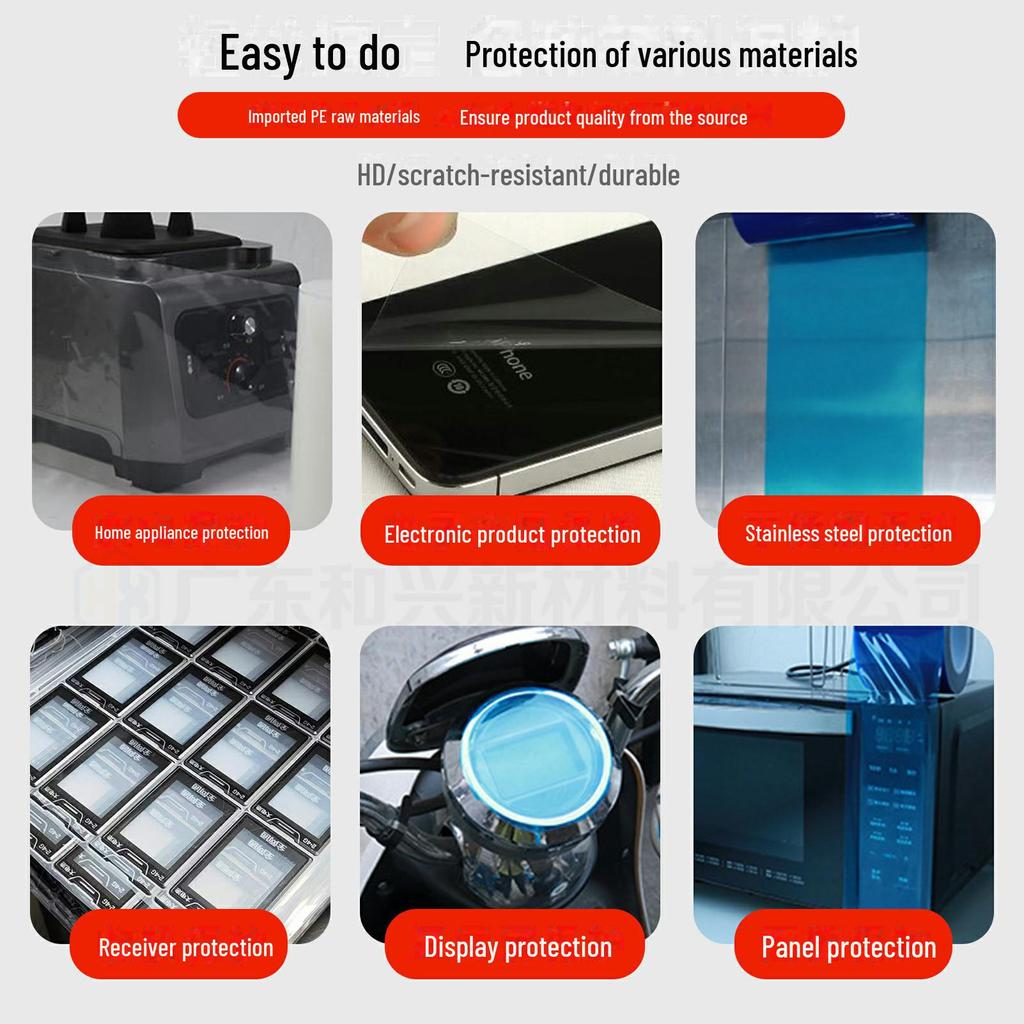 Błyszcząca, odporna na zarysowania, przezroczysta, niebieska folia ochronna PE do ekranów