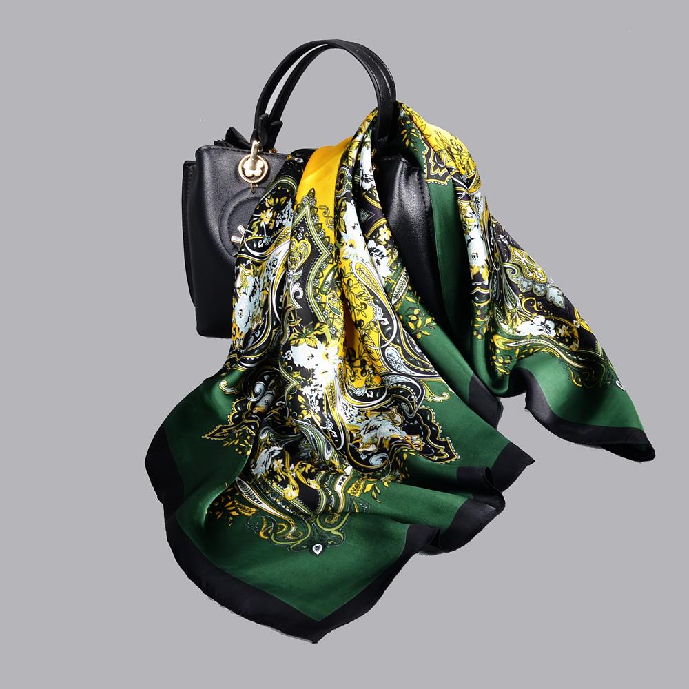 Yellow Blue Women Silk Scarf Accessory 70*70cm Fashion Girls Pattern Winter Scarves Bufand Spring Fall Square Head Scarf