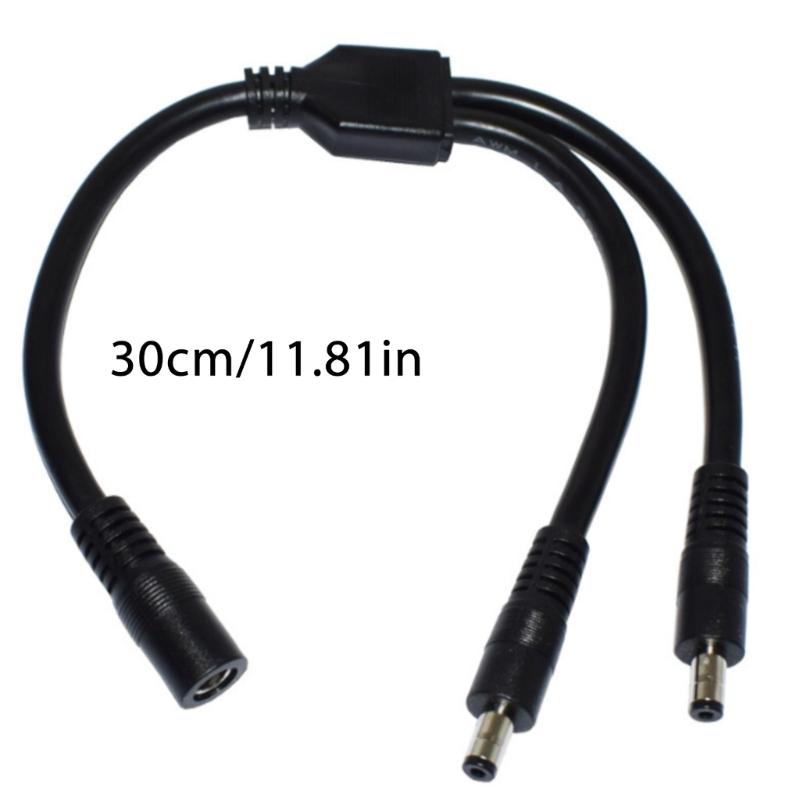 23cm Long DC5525 Extension Cord, 5.5x2.5mm Female To 2xMale Connector Splitter Cable for Surveillances Cameras Routers