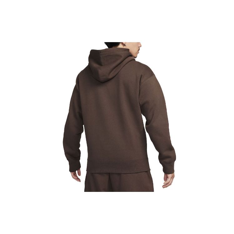 Nike Embroidered Logo Long Sleeve Pullover Hoodie Men Hoodie Brown DX1356-237