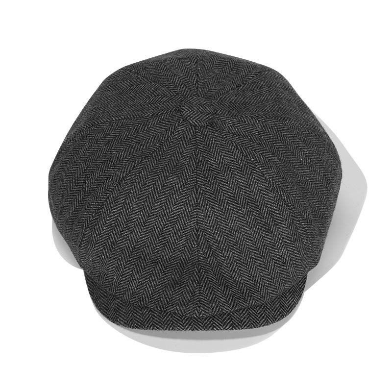 

Beret thermal hat painter hat autumn and winter forward hat men s and women s British retro octagonal hat Adjustable темно-серого