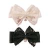 Hair Tie Ribbon Lace Bowknot Decor Imitation Pearl Pendant High Elastic Rubber Band Hair Rope Hair Accessories