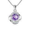 Silver-Plated Lucky Four-Leaf Clover Necklace Pendant, Female Zircon Necklace, Female