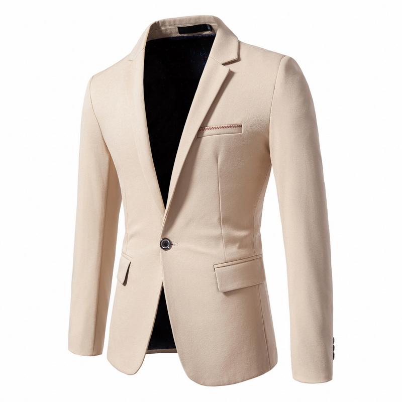 Spring Autumn Men s Single Button Slim Fit Blazers Smart Casual Turn-Down Collar Suit Jacket Men Formal Wedding Blazers Outwear M хаки