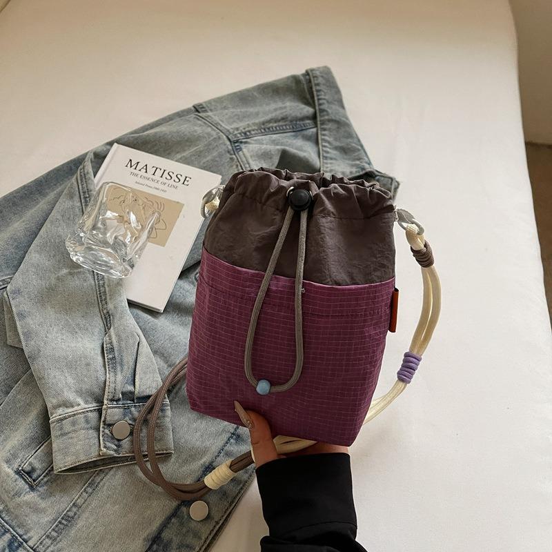 Patchwork Kontrast Kordelzugtaschen, kreative Aufbewahrungstaschen, Damen Umhängetaschen, Crossbody-Taschen, lässige Mode-Taschen