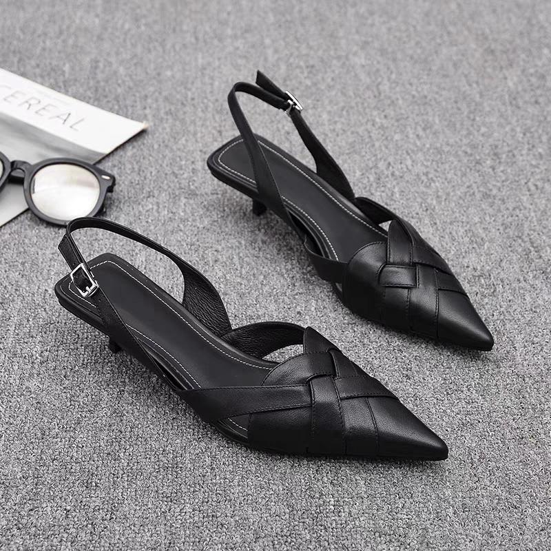 Elegant and Versatile Casual Wear-resistant Sandals Women's Thin Heel Pointed Toe Pumps Ladies High Heels Slingback