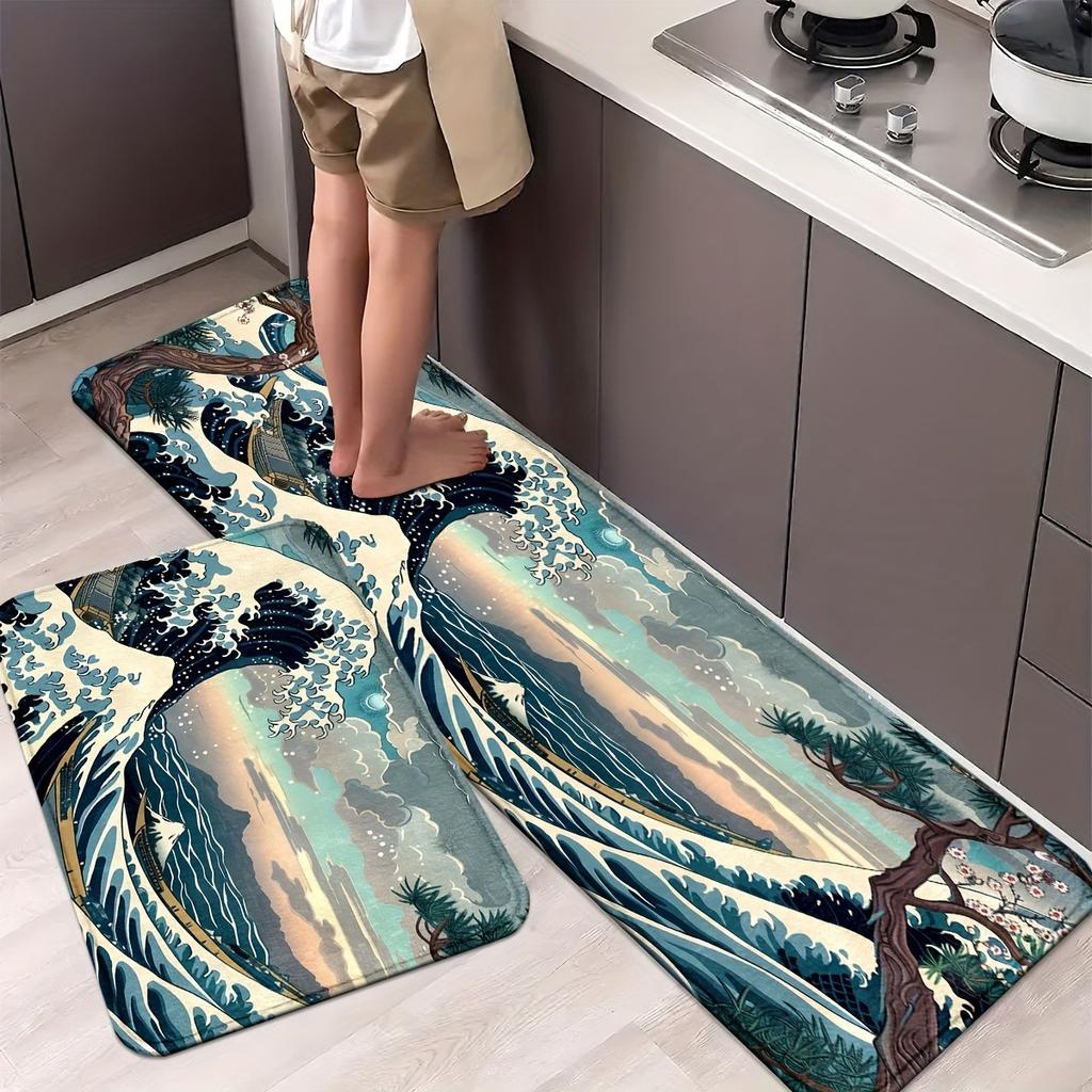 1 ks Surfování na vlnách Kuchyňské koberce Protiskluzové Domácí Rohožky ke dveřím Pop design Koupelnové koberce Koupelnová předložka Koberec pro Domov K umyvadlu Prádelna Dekor
