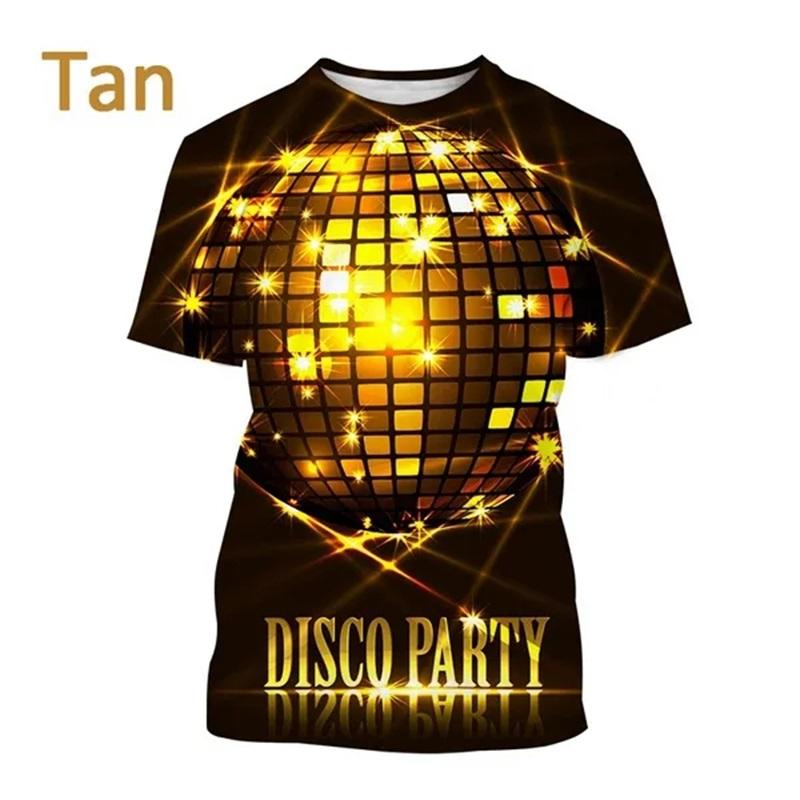 New Party Disco Ball Print Tshirt Short Sleeved O Neck Plus Size T Shirt For Men Women Casual Cool Hip-hop Streetwear Tee Tops