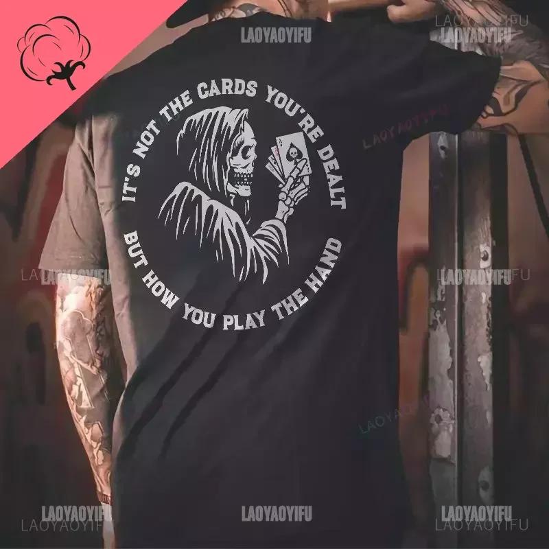 Gothic Harajuku Biker Skull Graphic Tshirts Men Fashion Trend Short Sleev Tops Dark Punk Skulls Retro T Shirt Male Oversized Tee