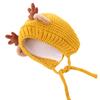 Antlers Christmas Hat for Children Thicken Plush Headgear White Furry Liner for Christmas Parties Cosplay Accessories
