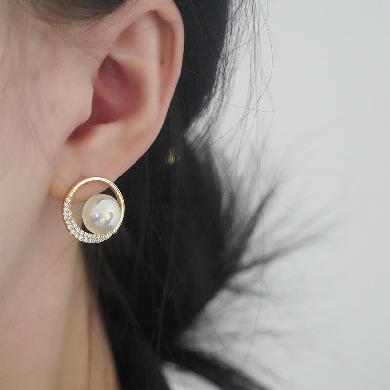 Pinkdudu Korean Circle Stud Earrings Gold Plated Minimalist Zinc Alloy Earrings Gift for Women PD2212