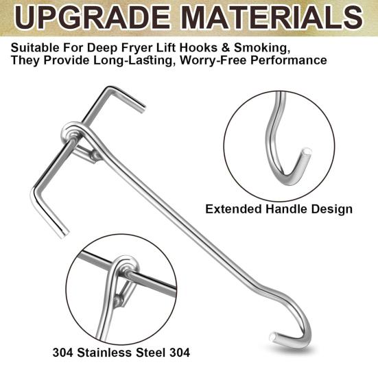 Stainless Steel Turkey Hooks Heavy Duty Lifting Hangers for Frying Supports Up to 24lbs Dishwasher Safe Poultry Lifting Hooks