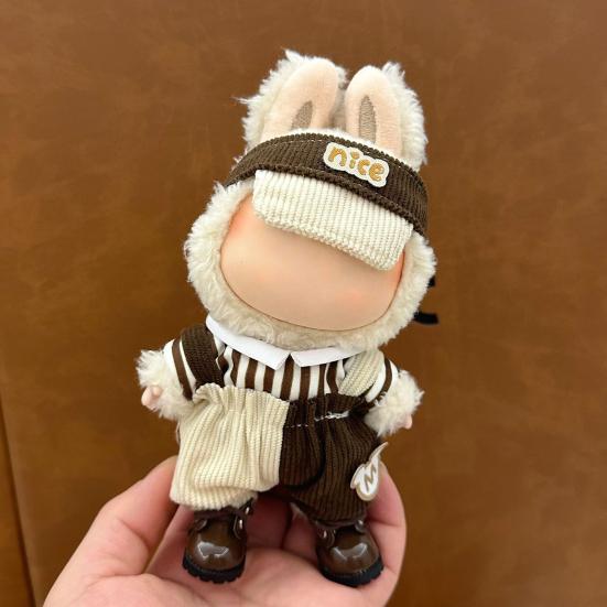 17cm Doll Clothes Set Hat Overalls Doll Outfit Playtime Doll Attire Easy Dressing Fashion Accessories