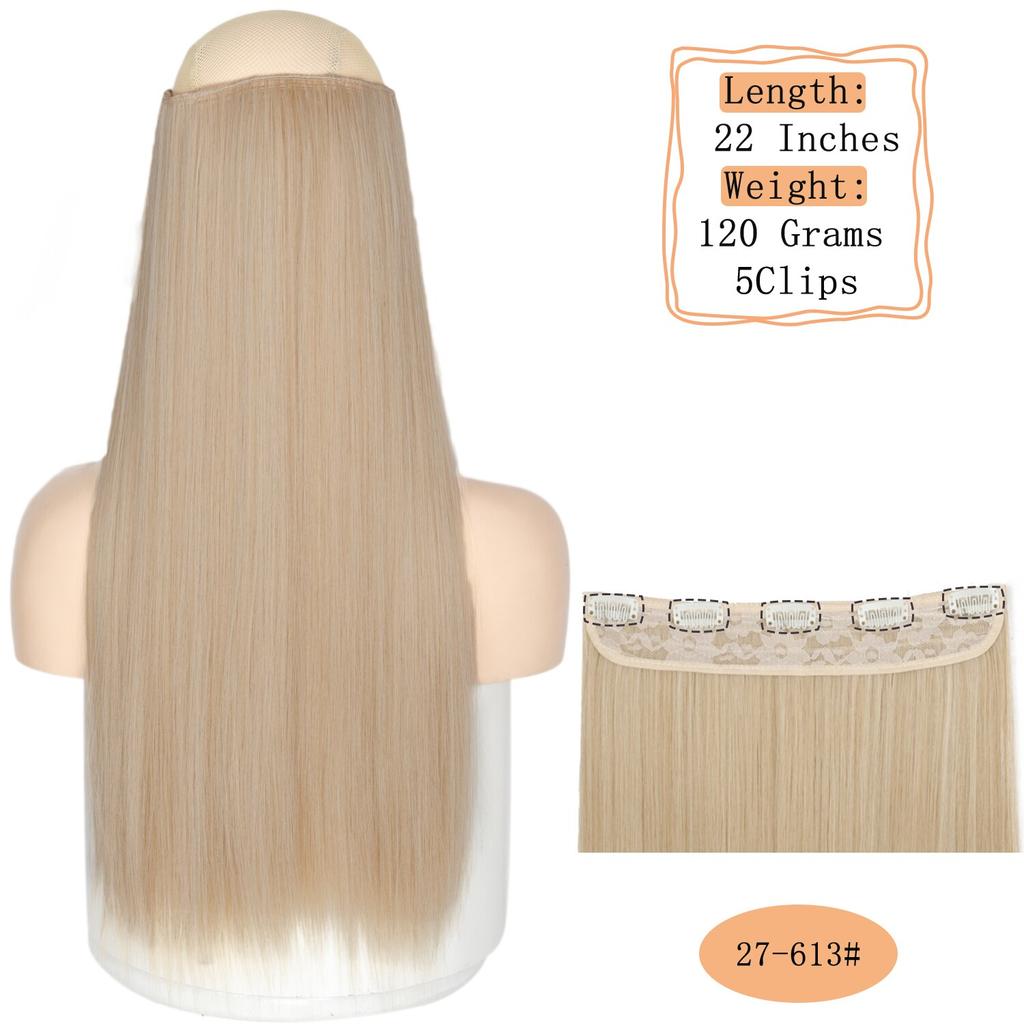 MERISIHAIR Langt rett syntetisk hårforlengelse 5 klips inn høytemperatur 22 tommer 120 g fiberhår for kvinner