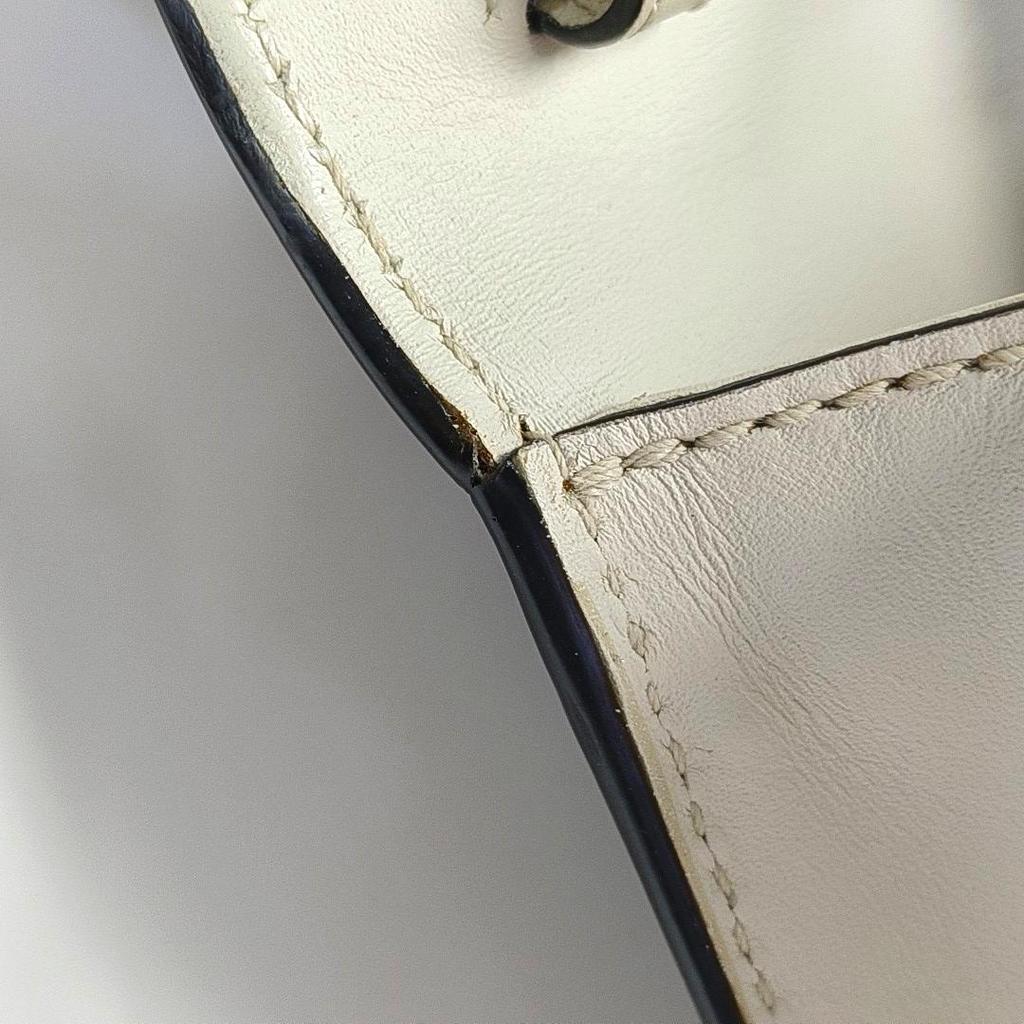 [Pre-Owned] Sylvie Gold Buckle Striped Web Leather Mini Tote Shoulder Crossbody Bag - Good #1YKKBYI