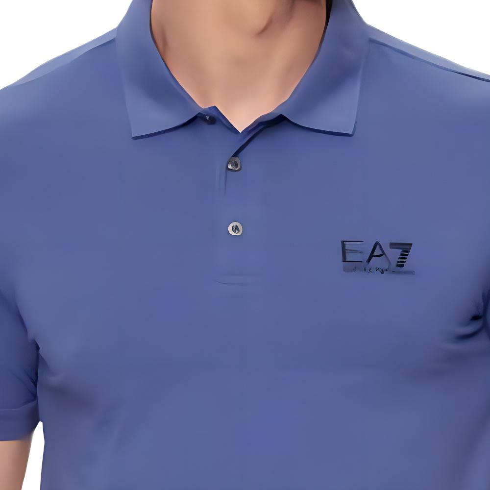 Emporio Armani EA7 Logo Polo Shirt Men Tops Blue 8NPF04-PJM5Z-1557