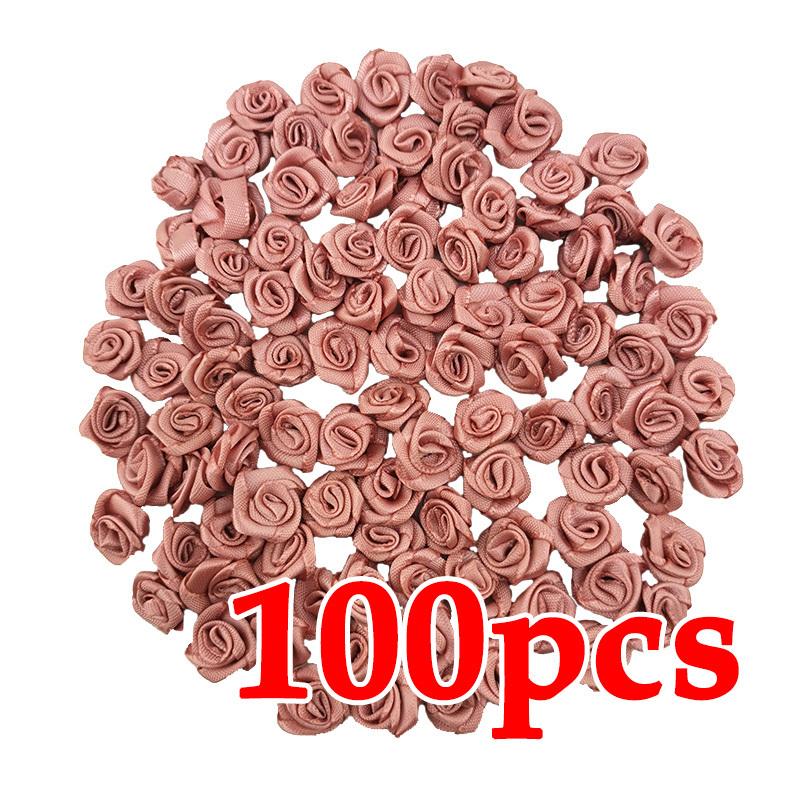 

(100Pcs/pack) Fresh Pink Ribbon Flowers Satin Craft Supplies Small Size 10x10mm for Festive Party Decoration