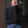 New Knitted Half-high Neck Long Sleeve Versatile Base Shirt for Women In Autumn and Winter Slim Fit and Fashionable Round Neck Top