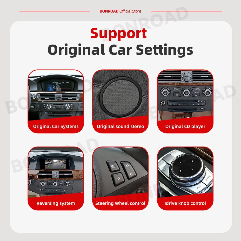 Radio multimedia auto wireless CarPlay cu Android Auto pentru BMW Seria 5/3 E60 E61 E62 E63 E90 E91 E92 E93 M3 CCC CIC monitor