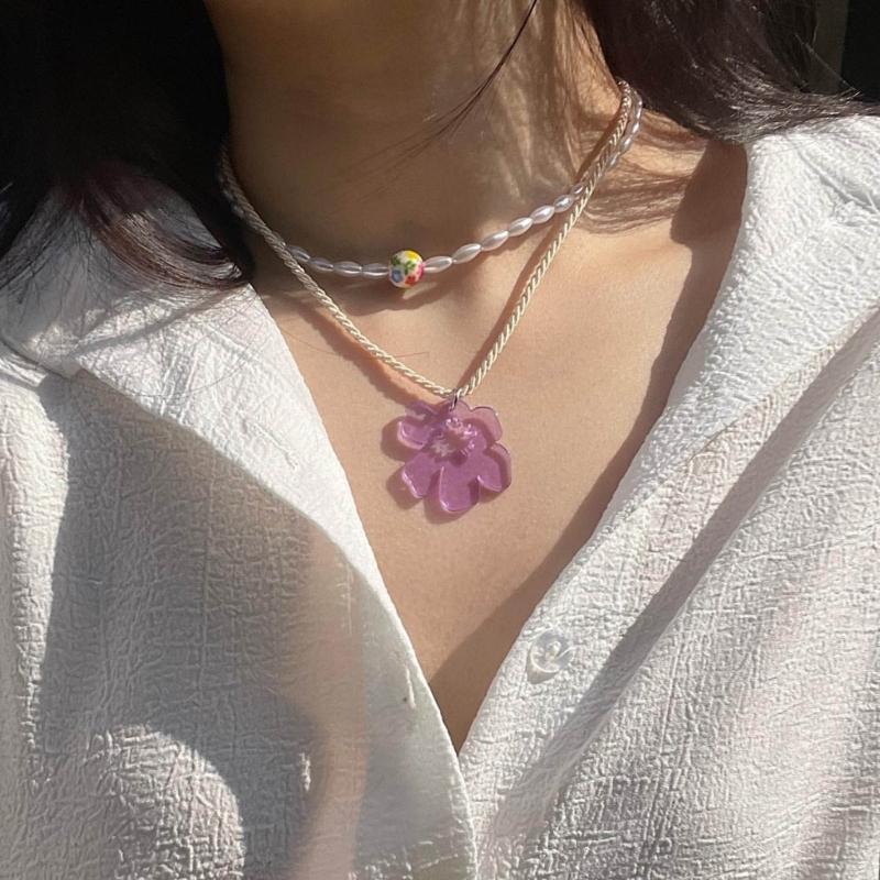 Acrylic Hollow Six Petal Flower Loose Beads Colorful Flower Charm Pendant DIY Accessories Necklaces Earring Jewelry Gift