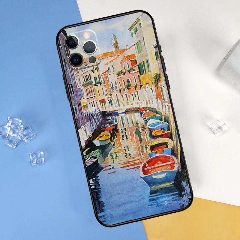 Travel italy Street Venice Phone Case For iPhone 16 Pro Max 16e 12 13 Mini 11 14 15 Pro Max XR 15 16 Plus Cover Shell