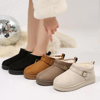 Thick-soled Snow Boots Women's 2025 Winter New Fur Integrated Warm Cotton Shoes Non-slip Outer Wear Velvet Short Boots