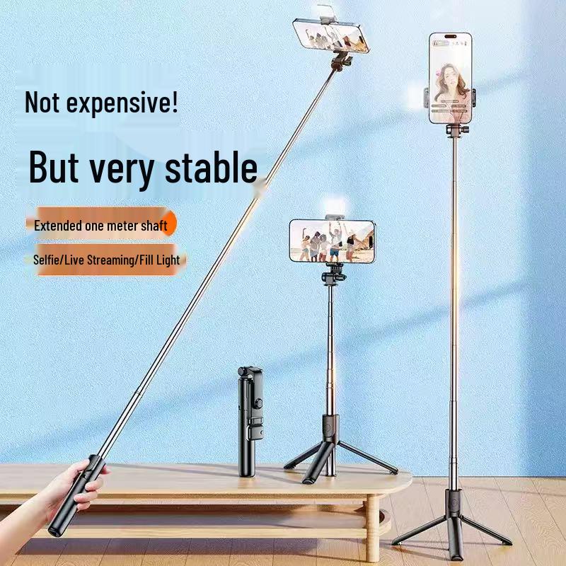 Influencer All-in-One Mobile Stabilizer & Tripod: Portable Selfie Stick with 360-Degree Rotation for Live Broadcasts and Vlogging