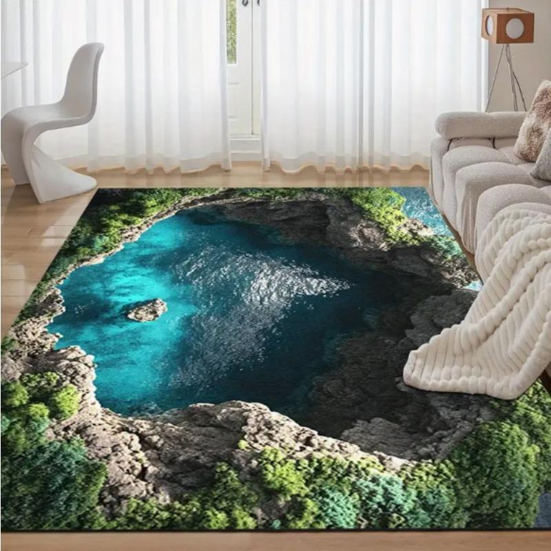 3D Visual Illusion Ocean Scenery Floor Mat Living Room Bedroom Kitchen Bathroom Home Decor Gifts Beach Carpets Room Decoration