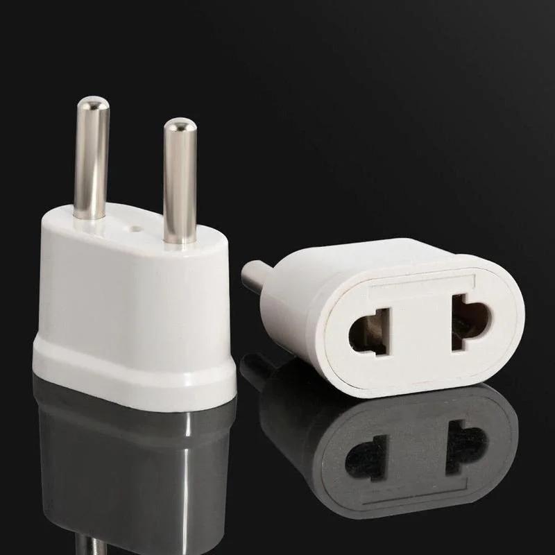 2X White Travel Charger Wall AC Power Plug Adapter Converter US USA to EU Europe