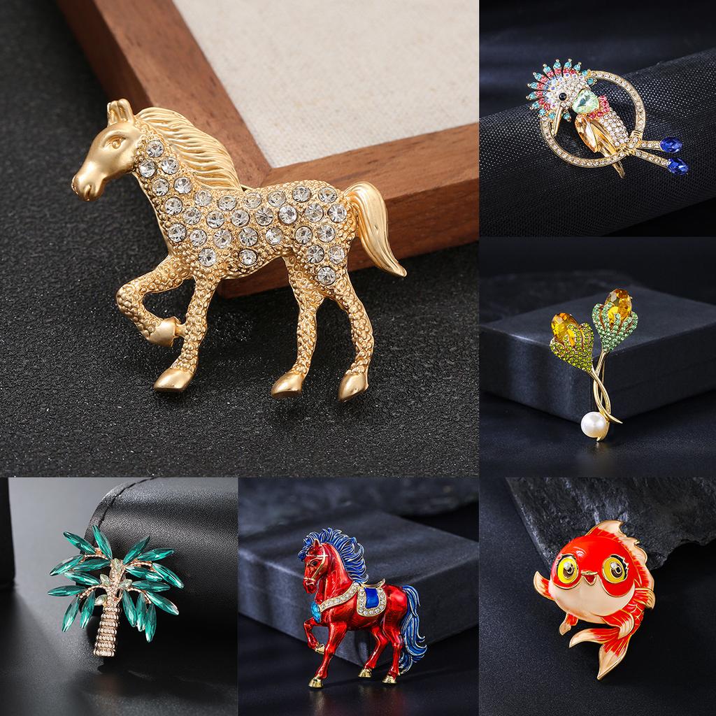 Creative Rhinestone Enamel Brooch Unisex Coat Clothing Lapel Pins Brooches For Party Jewelry Accessories
