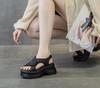 Fashion High Quality 8cm PU Women Peep Toe Weave Natural Cow Genuine Leather Platform Wedge Fashion Slippers ROME Moccasins Summer Shoes