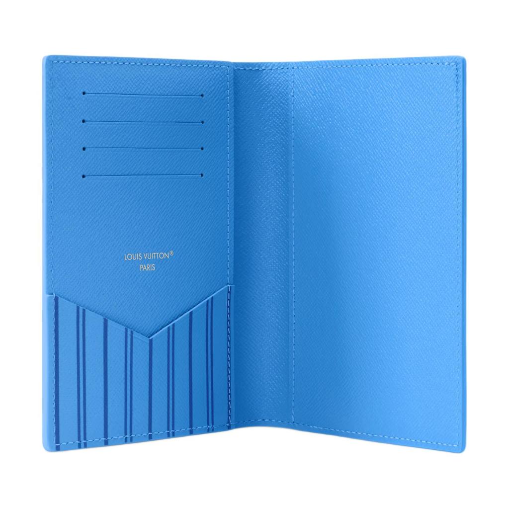 Louis Vuitton Travel In The City Logo Print Leather Passport Holder Unisex Accessories Blue M28496