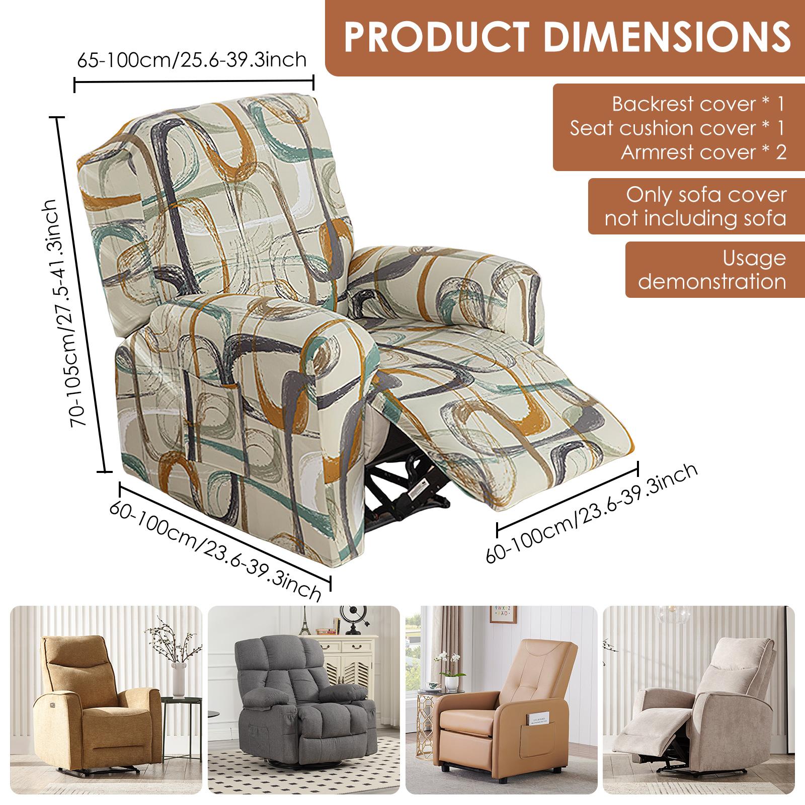 4Pcs/Set Stretch Recliner Chair Cover Single