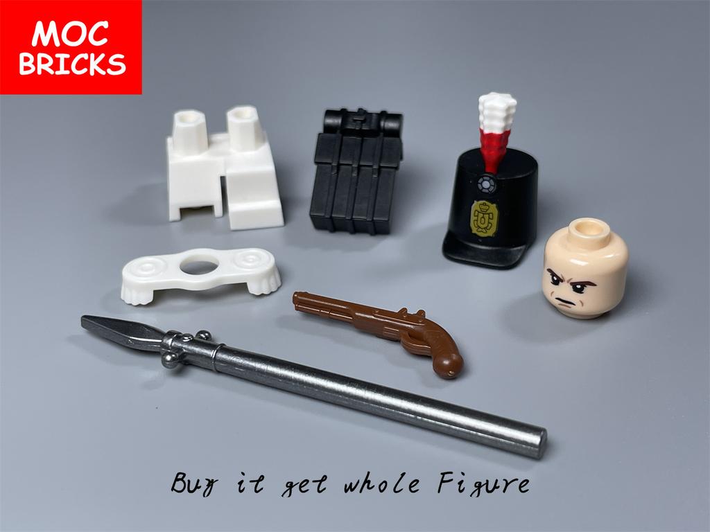 MOC Mattoncini Esercito Britannico Guerre Napoleoniche Figura Blocchi da Costruzione Spada Pistola Armi Militari Accessori Giocattolo per Bambini