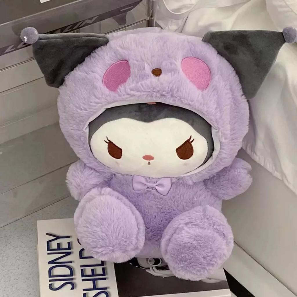 25cm Kawaii Sanrio Plush Toy Jade Dog Kuromi Dressing Doll Stuffed Animal Patung Dolls Birthday Gift Cuddly Fluffy Huggable Comfort Adorable Soft