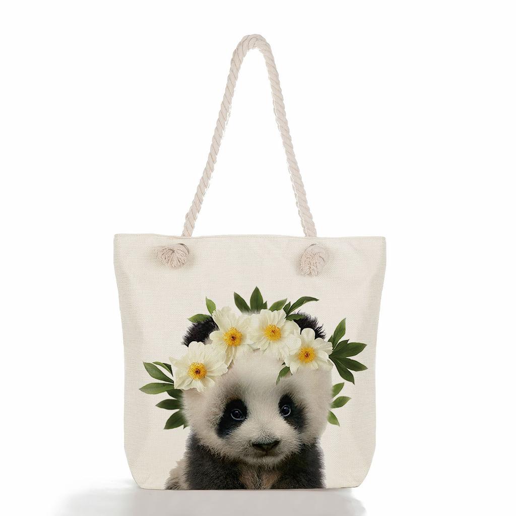 Cute Animals Print Thick Rope Single-shoulder Beach Bag 7210