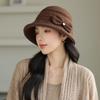 Women S Vintage Bowknot Bucket Hat Warm Fall Winter Elegant Face Slimming Hat