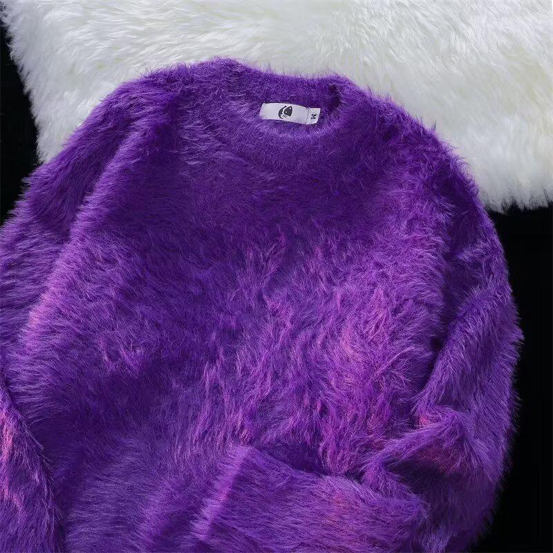 Suéter Retro Japonés Suave de Punto para Hombre - Otoño/Invierno Cuello Redondo