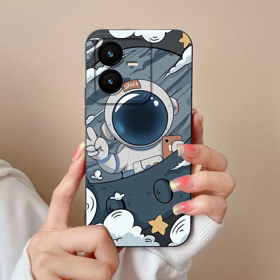 Cases For Vivo Y22 Y22S Flower Liquid Silicone Camera Lens Protection Phone Back Cover For VivoY22 Vivo Y 22 Y22 S Coque Bumper