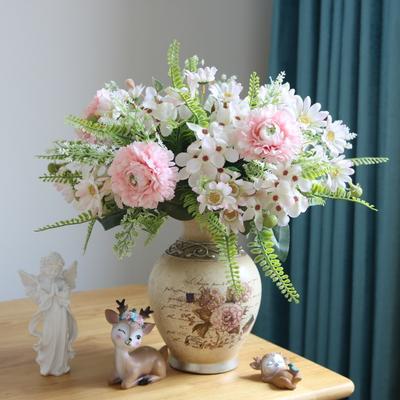 2 Piezas Flores Artificiales de Margarita de Seda Claveles Falsos Ramo de Hortensias de Seda Decoración Arreglos Florales Realistas de Plástico para Decoración de Hogar Fiesta Boda
