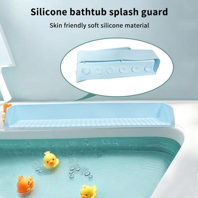 Bathtub Splash Guard For Kids - Silicone Tub Side Shelf For Extra Play Space, Large Bath Toy Tray Holder