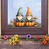 Halloween Gnome Pumpkin Window Decal - No Glue Needed.