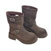 European Haute Couture Fashion Boots 2025 Retro Double Buckle Thick-soled Velvet Martin Boots Locomotive Knight Boots Casual Short Boots Women