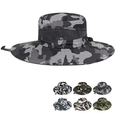 Summer Safari Camouflage Outdoor Fishing UV Hiking Hat Dark [AXIAO] Men's Hat, Mesh, Hat, Protection, Water-Repellent, Adjustable, (Camouflage Gray)